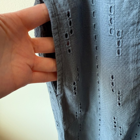 PRANA Ladyland Mini Dress Eyelet Pockets Chalkboard Comfy Organic Cotton M - Picture 3 of 6